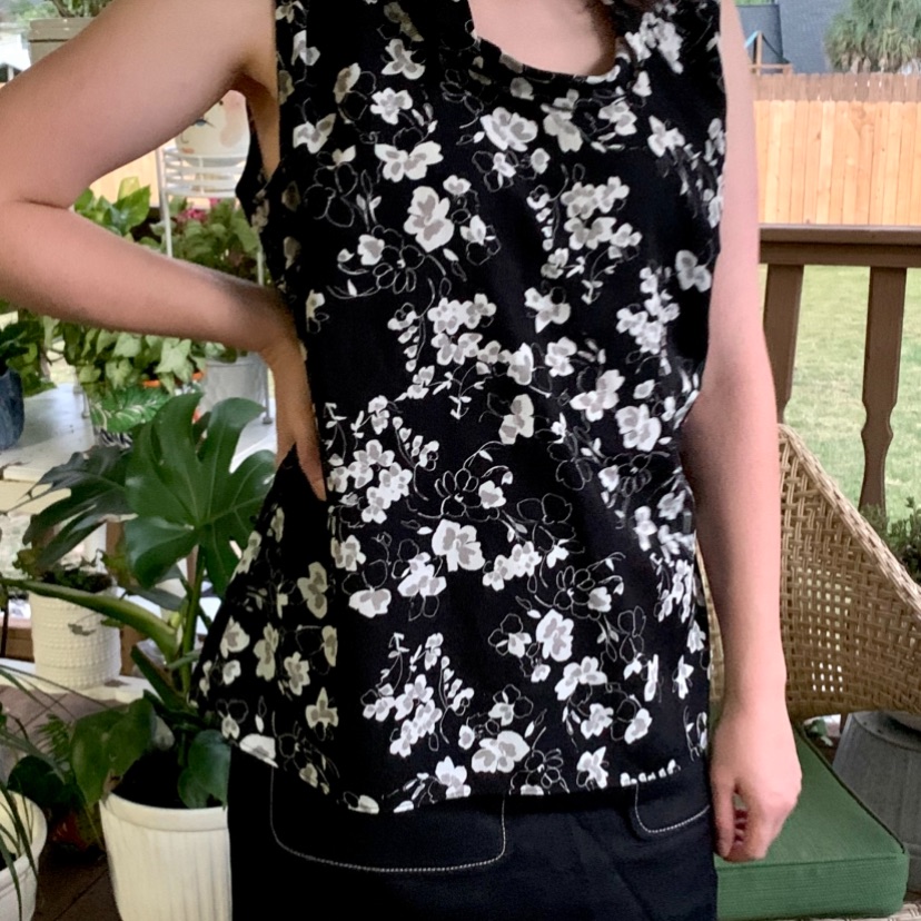 Banana Republic Black Gray & White Floral Blouse